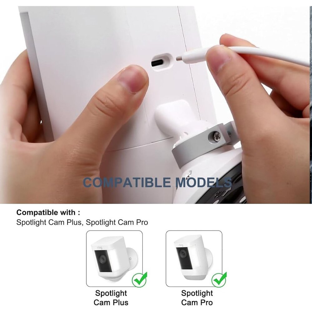 2-Pack Power Adapter Charger Cable Compatible with Ring Stick Up Cam Battery/Plu - Picture 4 of 6